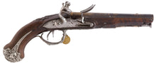 Загрузить изображение в средство просмотра галереи, Pistolet double à silex. Canons ronds en table, gravés et décorés à l’or d’éclairs