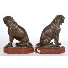 Загрузить изображение в средство просмотра галереи, Paire De Sujets En Bronze Patiné Représentant Des Dogues De Bordeaux