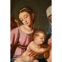 Загрузить изображение в средство просмотра галереи, ÉCOLE ITALIENNE du XVIIè. D’après Scipion Pulzone. « La Sainte Famille avec Sainte Anne et Saint Jean ».