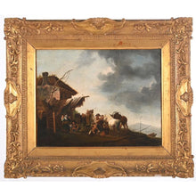 Загрузить изображение в средство просмотра галереи, ÉCOLE DU NORD fin XVIIè début XVIIIè. « Paire de scènes animées près de chaumière »