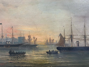 G.S WART « La flottille dans la rade de Toulon (?) » fin XIXè