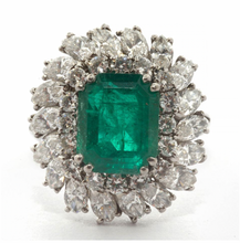 Загрузить изображение в средство просмотра галереи, Bague en or blanc 18 carats sertie d'une émeraude