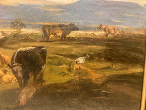Auguste-François LIEVRE Paysage aux vaches HST signée et datée 1854