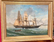 Charger l'image dans la galerie, École Française du XIXème, Navires à voile et à vapeur. Huile sur toile