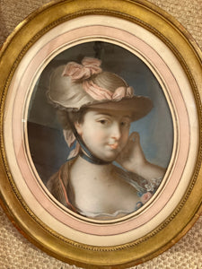 Portrait de jeune Femme Au Chapeau - Suiveur de Francois Boucher - Epoque XVIIIe - Pastel