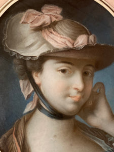 Portrait de jeune Femme Au Chapeau - Suiveur de Francois Boucher - Epoque XVIIIe - Pastel
