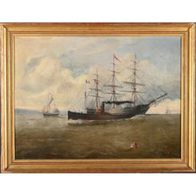 Charger l&#39;image dans la galerie, Marine belle huile sur toile signée L.Levitre et datée 1880
