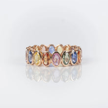 Charger l&#39;image dans la galerie, Alliance tour complet en or rose sertie de saphirs TDD 56
