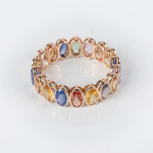 Charger l&#39;image dans la galerie, Alliance tour complet en or rose sertie de saphirs TDD 56
