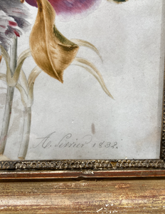 Charmante gouache sur velin signée et datée 1832