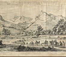 Load image into Gallery viewer, Vüe de la ville et faubourg de Salins, Chasteaux, Montagnes et situation du lieu de la Franche Conté. XVIIe
