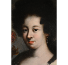 Загрузить изображение в средство просмотра галереи, École du XVIIIe siècle Portrait d'élégante au bouquet de fleur. Huile sur toile.
