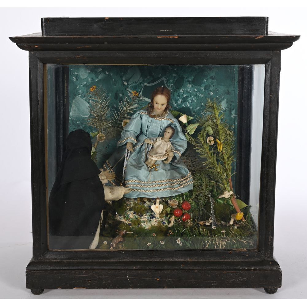 Diorama en cire représentant une vierge à l’enfant