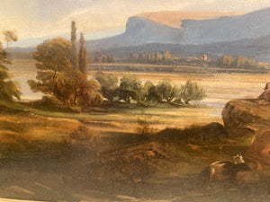 Auguste-François LIEVRE Paysage aux vaches HST signée et datée 1854