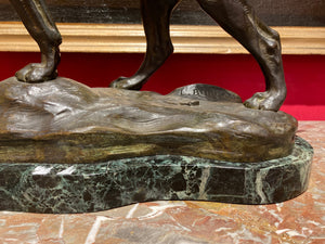 Grand bronze - Léon BUREAU (1866-1906) " Chien à l'arrêt "