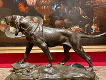 Charger l&#39;image dans la galerie, Grand bronze - Léon BUREAU (1866-1906) &quot; Chien à l&#39;arrêt &quot;
