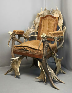 Exceptionnel fauteuil en bois de cerfs - XIXè siècle