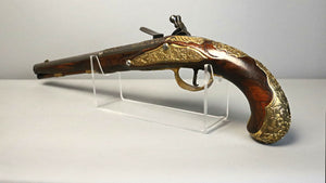 Longue paire de pistolets d’arçon d’officier d'époque Louis XV