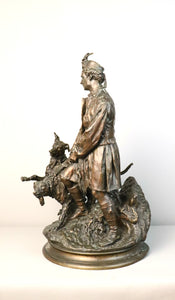 Pierre-Jules MÈNE (1810-1879) Valet de chiens tenant deux griffons écossais