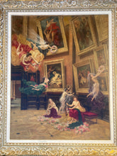 Charger l&#39;image dans la galerie, Louis BEROUD (1852-1930) - Les muses aux fleurs dans la galerie de peinture au Louvre
