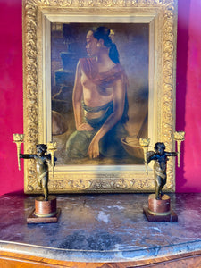 Superbe paire de candélabres modèle d'André-Antoine Ravrio bronze Epoque Impériale