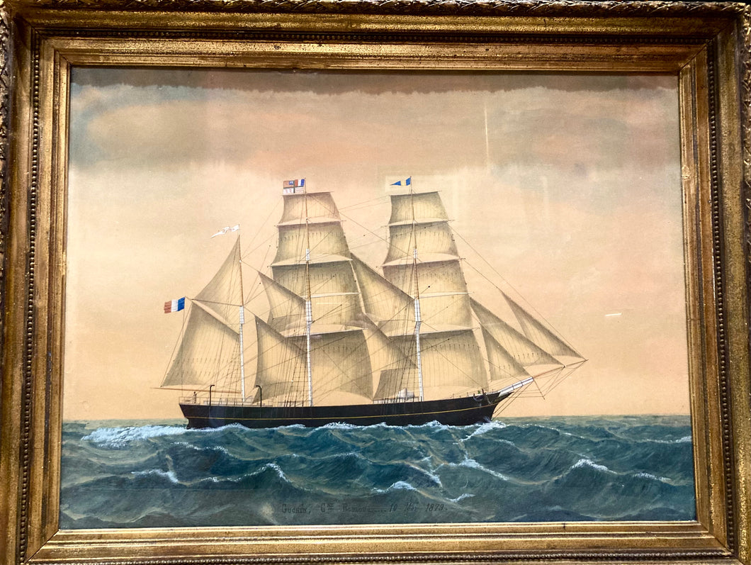 Le Guchen, capitaine Boulou 10 Mai 1879 Aquarelle gouachée légendée et datée