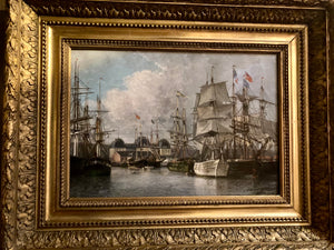 Gaston BRUELLE (1849-1884) Le port du havre, paire d'huiles sur toile.