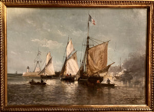Gaston BRUELLE (1849-1884) Le port du havre, paire d'huiles sur toile.