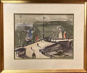 Vue d'un port par André FRAYE (1887-1963)