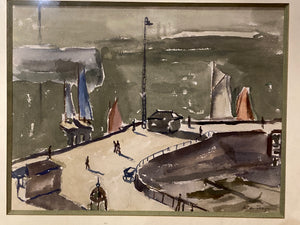 Vue d'un port par André FRAYE (1887-1963)