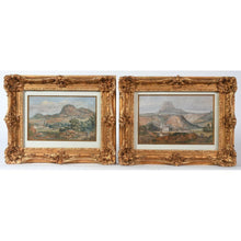 Charger l&#39;image dans la galerie, ECOLE ITALIENNE du XIXè signé P Meurant (?) Paire de paysages montagneux animés

