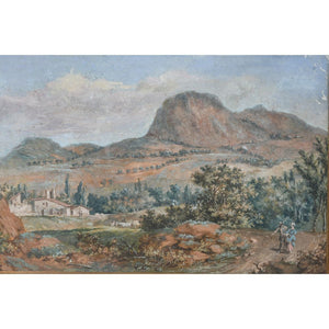 ECOLE ITALIENNE du XIXè signé P Meurant (?) Paire de paysages montagneux animés